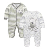 2/3/4pcs Baby Rompers Long Sleeve Printed Jumpsuit - kiddiezoom