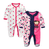 2/3/4pcs Baby Rompers Long Sleeve Printed Jumpsuit - kiddiezoom