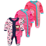 2/3/4pcs Baby Rompers Long Sleeve Printed Jumpsuit - kiddiezoom