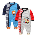 2/3/4pcs Baby Rompers Long Sleeve Printed Jumpsuit - kiddiezoom