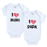 2Pcs Baby Bodysuits Cotton I Love Papa Mama - kiddiezoom