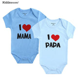 2Pcs Baby Bodysuits Cotton I Love Papa Mama - kiddiezoom