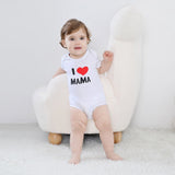 2Pcs Baby Bodysuits Cotton I Love Papa Mama - kiddiezoom