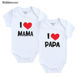 2Pcs Baby Bodysuits Cotton I Love Papa Mama - kiddiezoom