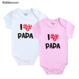 2Pcs Baby Bodysuits Cotton I Love Papa Mama - kiddiezoom