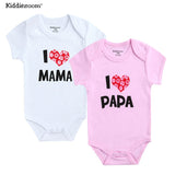 2Pcs Baby Bodysuits Cotton I Love Papa Mama - kiddiezoom