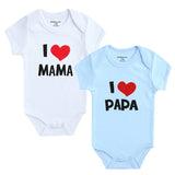 2Pcs Baby Bodysuits Cotton I Love Papa Mama - kiddiezoom