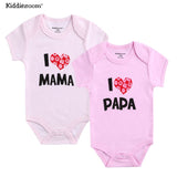 2Pcs Baby Bodysuits Cotton I Love Papa Mama - kiddiezoom