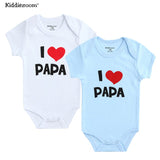 2Pcs Baby Bodysuits Cotton I Love Papa Mama - kiddiezoom