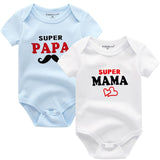 2Pcs Baby Bodysuits Cotton I Love Papa Mama - kiddiezoom