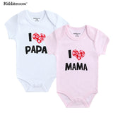 2Pcs Baby Bodysuits Cotton I Love Papa Mama - kiddiezoom