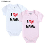 2Pcs Baby Bodysuits Cotton I Love Papa Mama - kiddiezoom