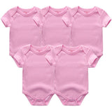 3/5pcs Baby Bodysuits Solid Unisex Clothing - kiddiezoom