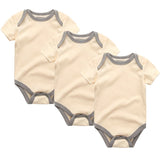 3/5pcs Baby Bodysuits Solid Unisex Clothing - kiddiezoom