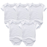 3/5pcs Baby Bodysuits Solid Unisex Clothing - kiddiezoom