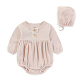 Baby Pink Bodysuits+Hat Girls Infant Set