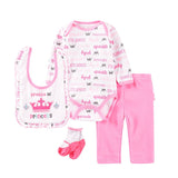 4pcs Baby Bodysuits+Pants+Bib+Socks Outfits Children Set - kiddiezoom