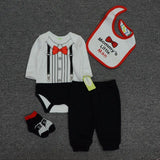 4pcs Baby Bodysuits+Pants+Bib+Socks Outfits Children Set - kiddiezoom