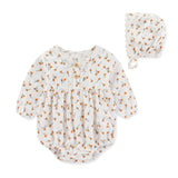 2024 Baby Girls Bodysuits+Hat 2pcs Set