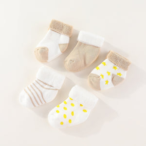 5Pair Baby Socks Cotton Non - Sliding 0 - 12months - kiddiezoom