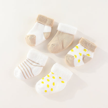 5Pair Baby Socks Cotton Non - Sliding 0 - 12months - kiddiezoom