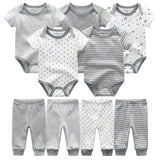 5pcs Baby Bodysuits+4pcs Trousers 2024 Unisex Set - kiddiezoom