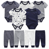 5pcs Baby Bodysuits+4pcs Trousers 2024 Unisex Set - kiddiezoom