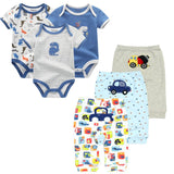 6PCS Baby Bodysuits + Pants Clothes Sets