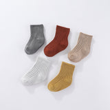 Lot de 5 paires de chaussettes antidérapantes en coton pour nouveau-né 