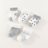 Lot de 5 paires de chaussettes antidérapantes en coton pour bébé de 0 à 12 mois 