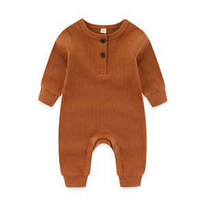 Baby Ribbed Rompers Solid Infant Jumpsuits