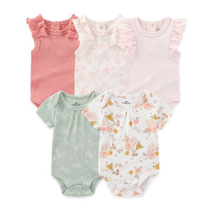 Babies Girls Onesies Infant Bodysuits Sets 5 Pack - kiddiezoom