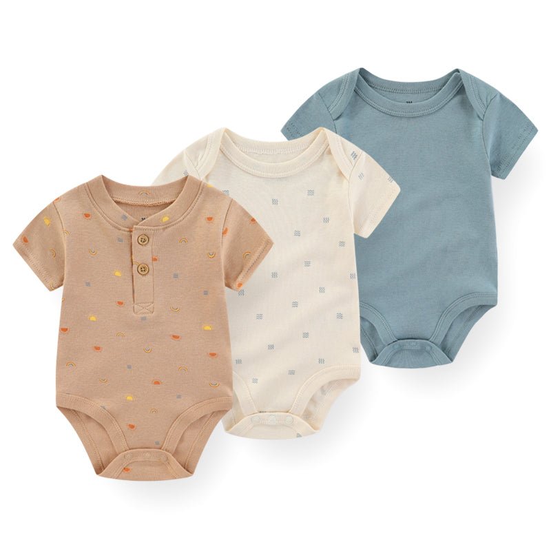 Baby 100% Cotton Bodysuits Newborn Clothing 3 Pack - kiddiezoom