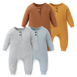 Baby 4 - Pack Rompers Ribbed Solid Clothes - kiddiezoom