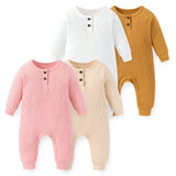 Baby 4 - Pack Rompers Ribbed Solid Clothes - kiddiezoom