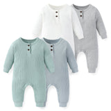 Baby 4 - Pack Rompers Ribbed Solid Clothes - kiddiezoom