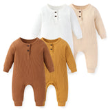 Baby 4 - Pack Rompers Ribbed Solid Clothes - kiddiezoom