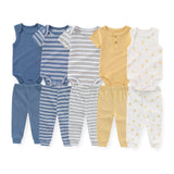 Baby 5 Pack Bodysuits + 5 Pack Pants Outfits - kiddiezoom