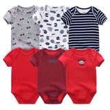 Baby Bodysuit 100% Cotton 0 - 12M Kids Clothes 6Pack - kiddiezoom