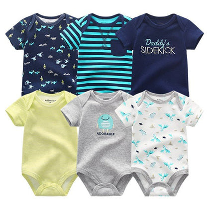Baby Bodysuit 100% Cotton 0 - 12M Kids Clothes 6Pack - kiddiezoom