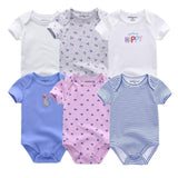 Baby Bodysuit 100% Cotton 0 - 12M Kids Clothes 6Pack - kiddiezoom