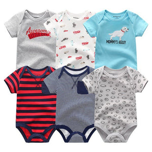 Baby Bodysuit 100% Cotton 0 - 12M Kids Clothes 6Pack - kiddiezoom