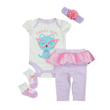 Baby Bodysuits Girls Pant 2024 Clothes 4pcs Outfit - kiddiezoom