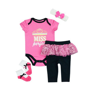 Baby Bodysuits Girls Pant 2024 Clothes 4pcs Outfit - kiddiezoom