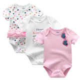 Baby Bodysuits Neutral 100% Cotton 3 Pack - kiddiezoom