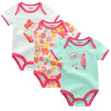 Baby Bodysuits Neutral 100% Cotton 3 Pack - kiddiezoom