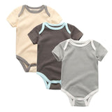 Baby Bodysuits Neutral 100% Cotton 3 Pack - kiddiezoom