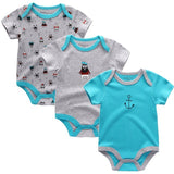 Baby Bodysuits Neutral 100% Cotton 3 Pack - kiddiezoom