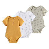 Baby Bodysuits Short - Sleeved Toddler 3 Pack Clothing - kiddiezoom