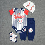 Baby Bodysuits+Pants+Socks+Cap 4pcs Set - kiddiezoom